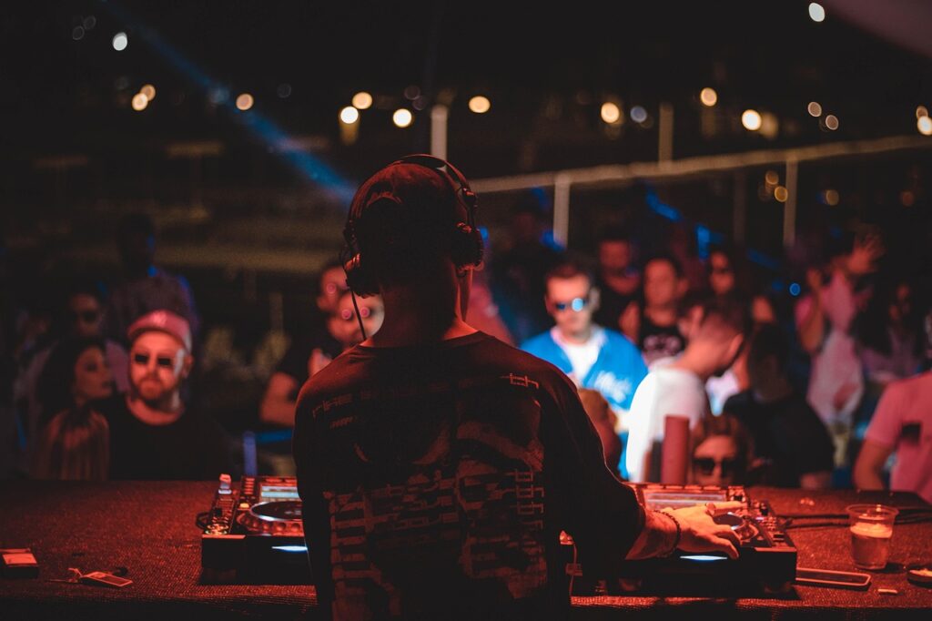 Crowd at an ADE electronic music club event