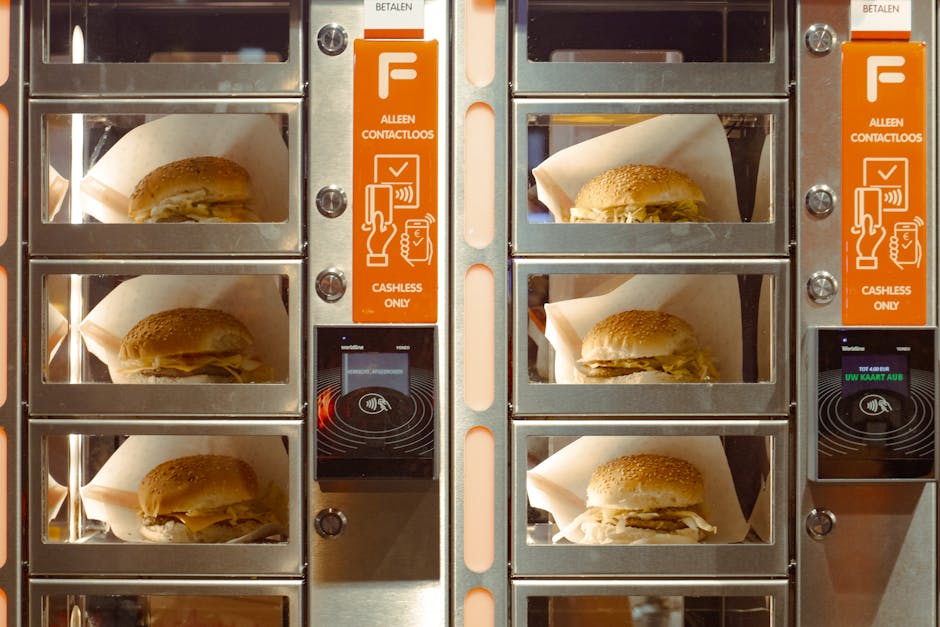 muro di distributori automatici FEBO con snack caldi