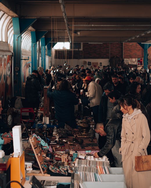 Crowded stalls at IJ-Hallen flea market