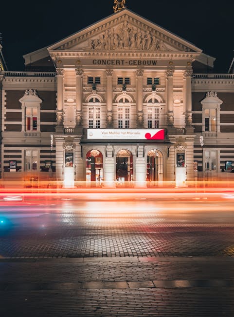 Exterior of the Royal Concertgebouw, evening facade