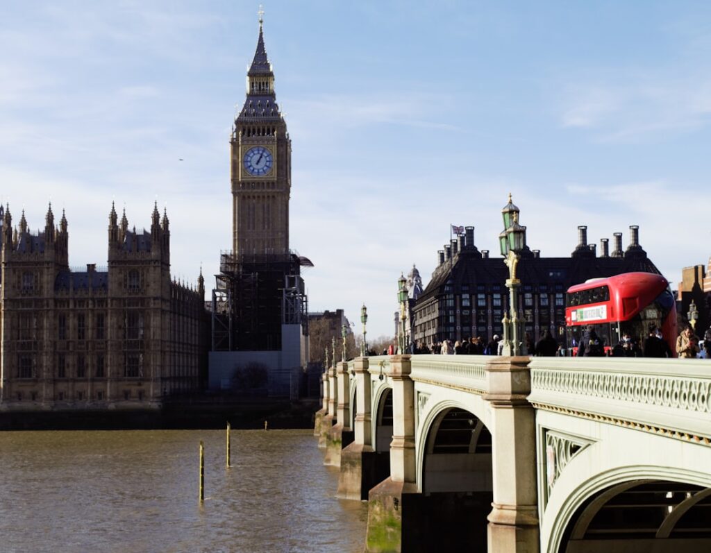 Westminster mit Houses of Parliament und Big Ben an der Themse