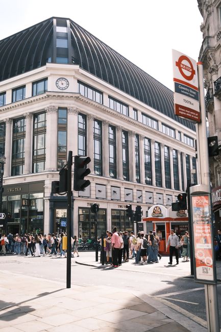 Busy Oxford Street shopping crowd during a holiday sale
