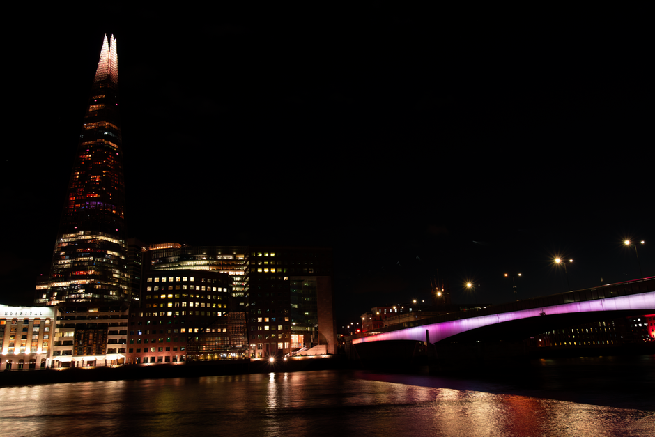 The Shard skyline view from the riverbank