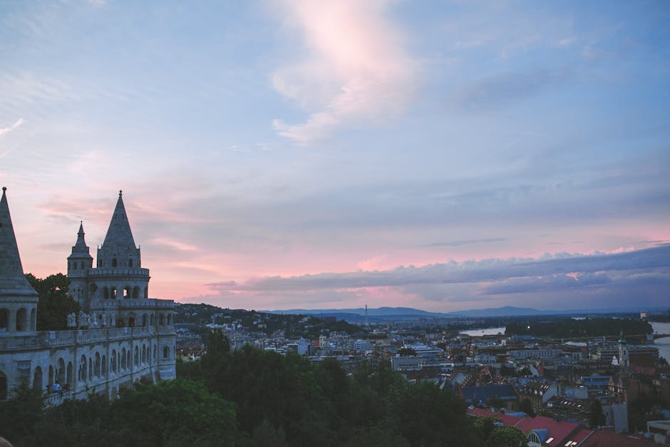 Sunset view from Fisherman’s Bastion on Castle Hill
