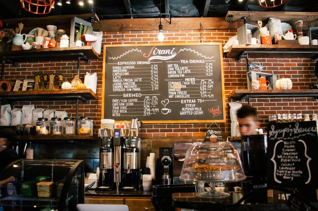 Wnętrze Bonanza Coffee Heroes, ekspres do kawy przy Oderberger Straße 35