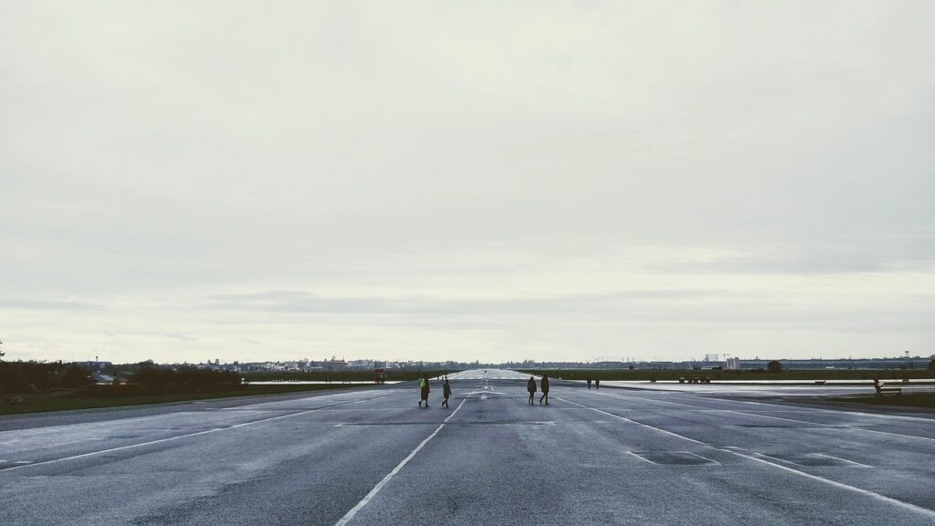 Tempelhofer Feld runway view and open park
