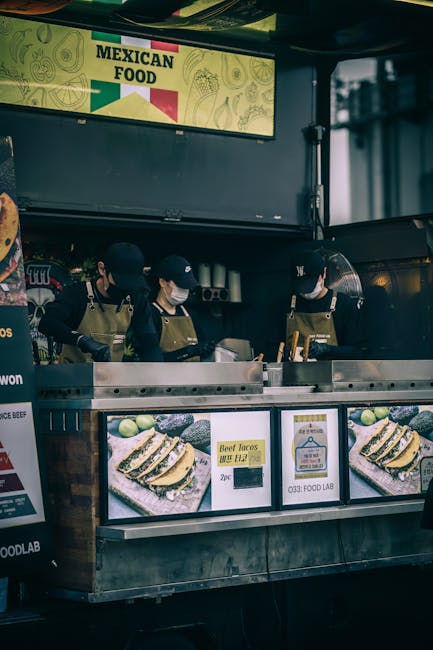 bunter mexikanischer taco‑stand nahaufnahme
