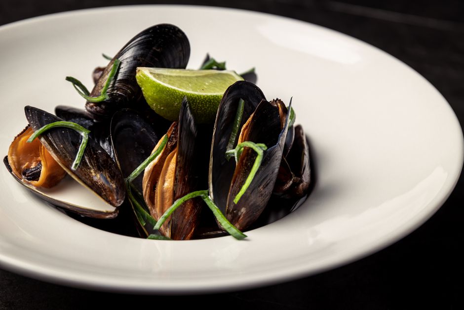Gourmet-Meeresfrüchtegericht im Mussel Inn in Leith