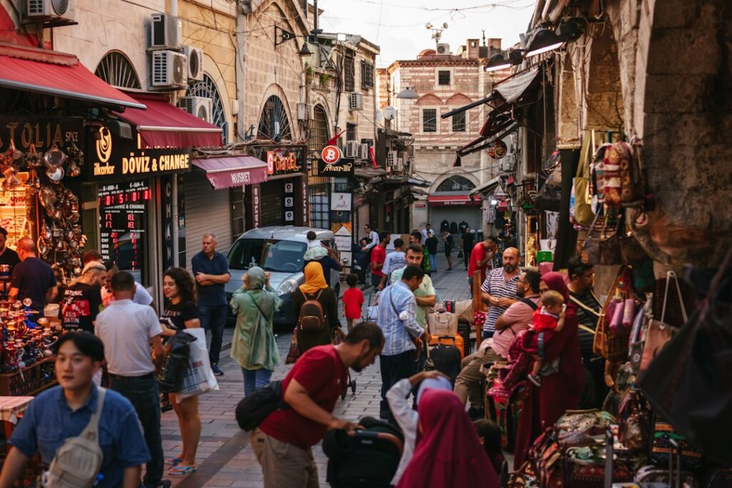 Narrow alleys and stalls inside the Grand Bazaar