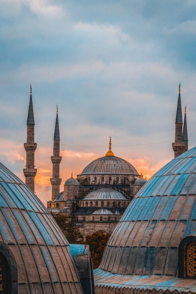 Blue Mosque interior showcasing blue tiles and columns