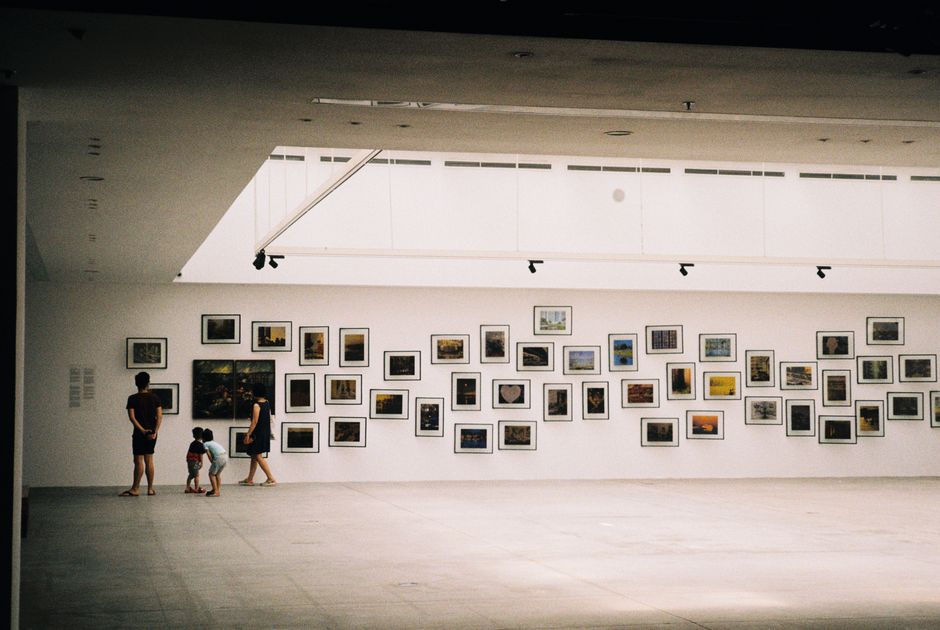 Interior gallery of Istanbul Modern with contemporary artworks