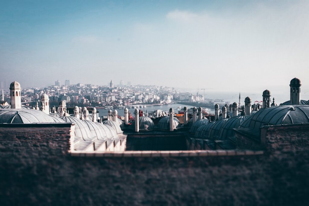 Süleymaniye Mosque terraces with city view