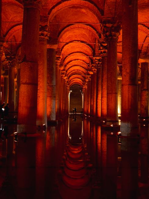 Basilica Cistern columns and reflections in the water