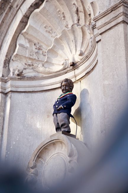 Manneken Pis auf kleinem Platz, Morgenstimmung