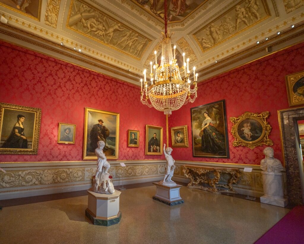 Interior gallery of the Nice Museum of Fine Arts with classical paintings