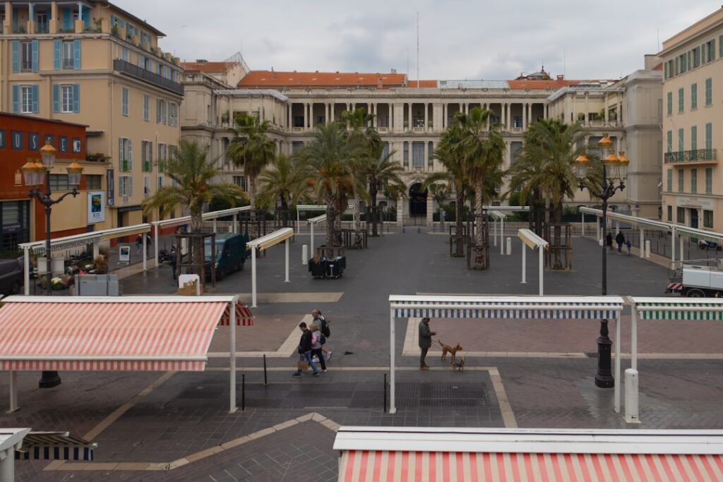 Colorful buildings and the Cours Saleya market in Nice's Old Town