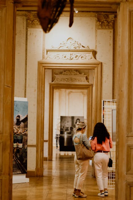 Contemporary exhibition inside Palais Masséna with visitors