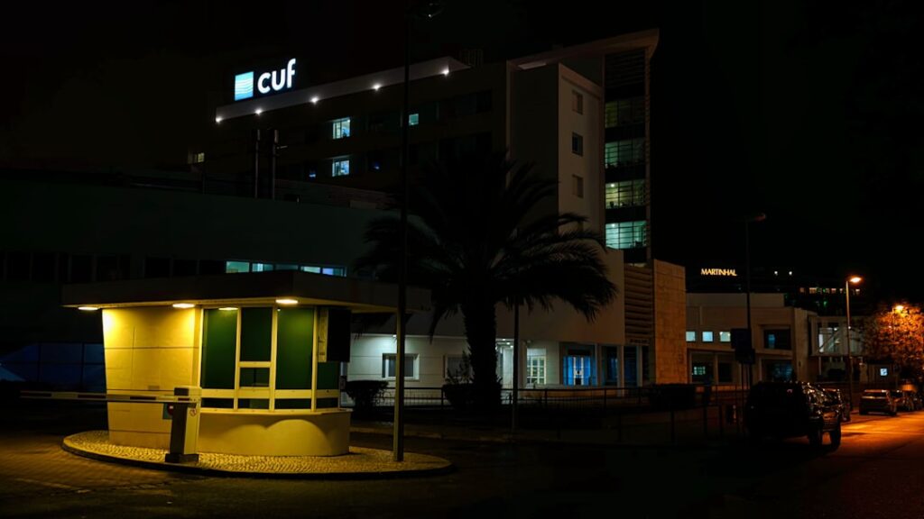 Nice hospital emergency entrance at night