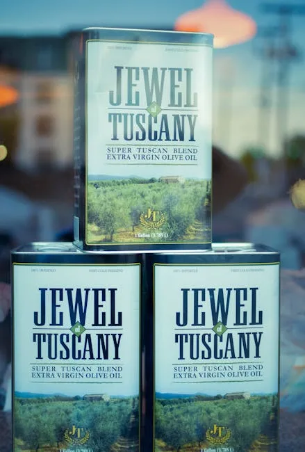 Butelki oliwy i regionalne produkty w sklepie z pamiątkami