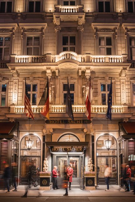 Elegant Hotel Sacher lobby in Vienna