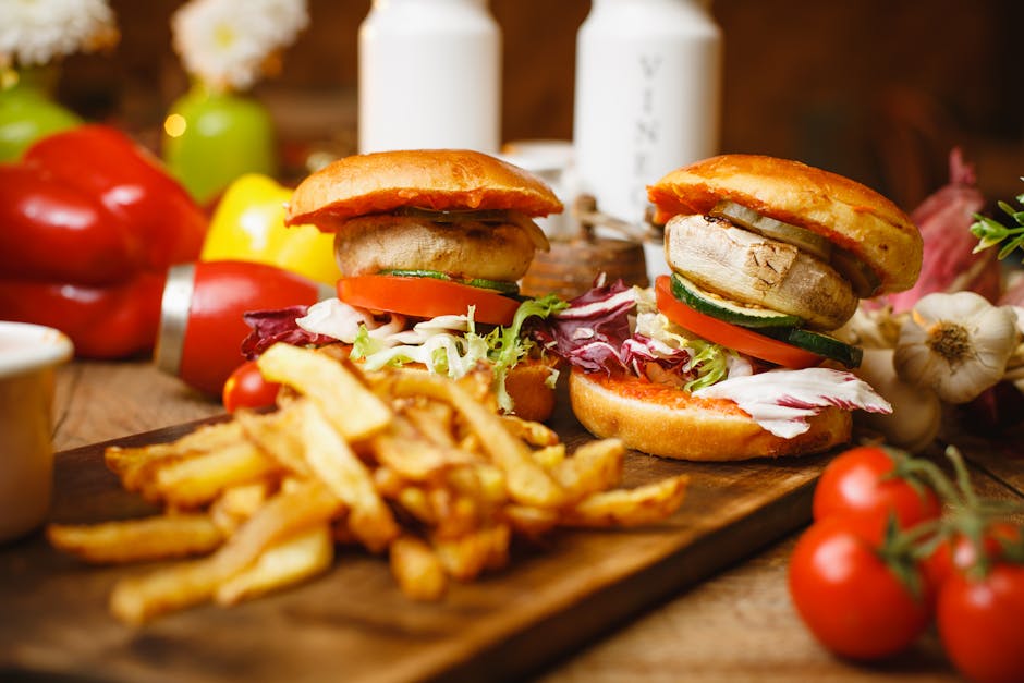Vegan burger met friet bij Swing Kitchen in Wenen