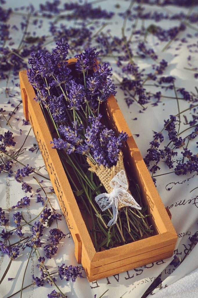 Bossen gedroogde lavendel en kruiden op de markt van Saint-Rémy-de-Provence