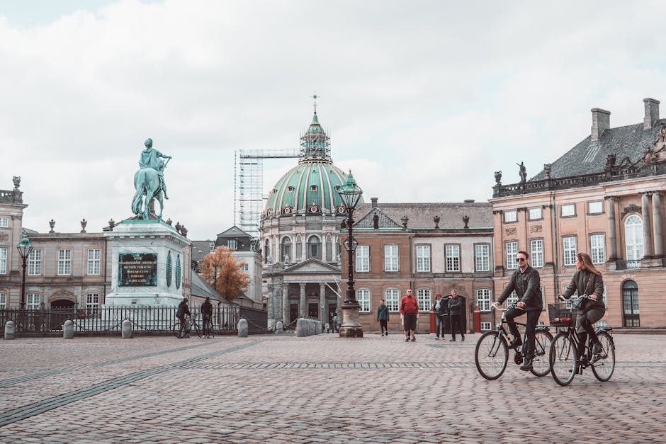 Cyclists at Copenhagen City Hall Square (Rådhuspladsen)