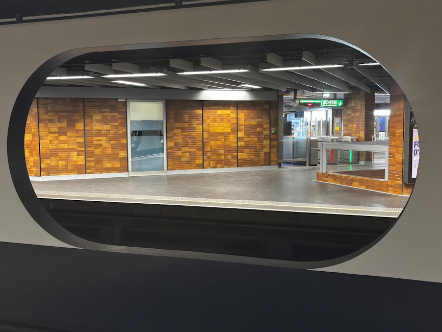 Interior of Copenhagen metro train and platform