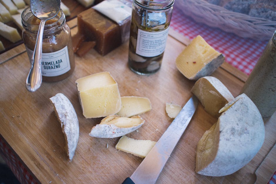 Artisan cheese and jar of berry jam from Torvehallerne