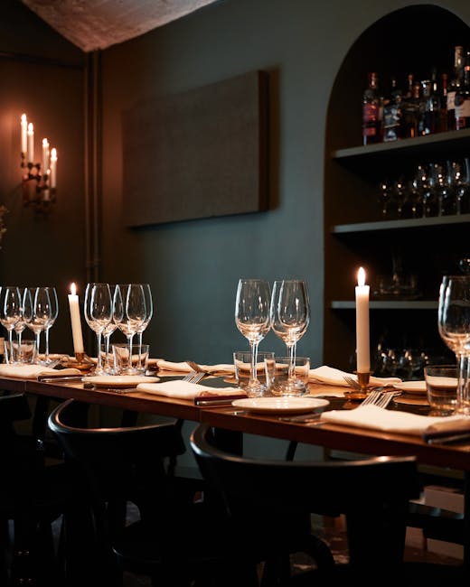 Cozy Scandinavian bistro interior with candlelit tables
