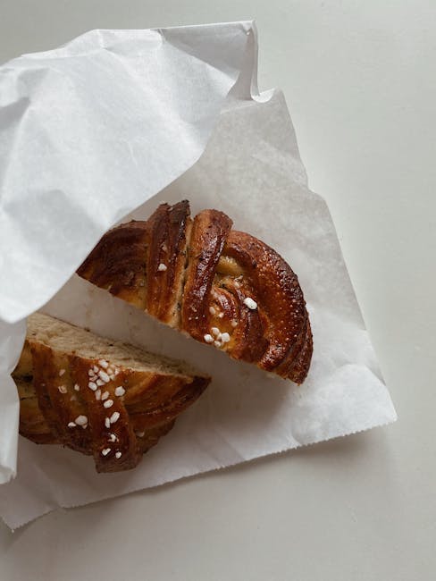 Danish pastry in paper bag ready for travel from a Copenhagen bakery