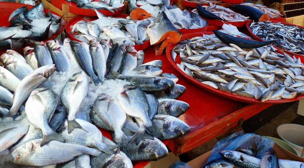 Local fishermen selling their catch on the quay