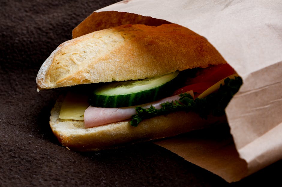 Takeaway artisanal sandwich ready for travel
