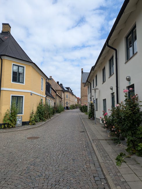 Historic worker housing street scene in Valby