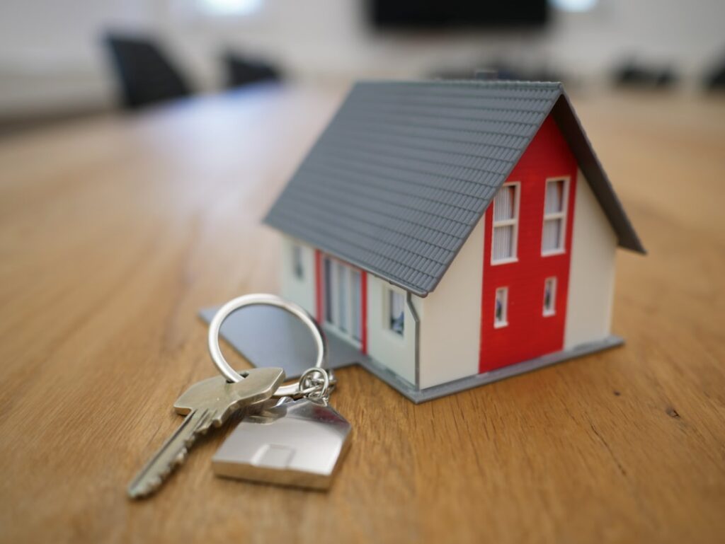 Apartment rental contract with keys on a table