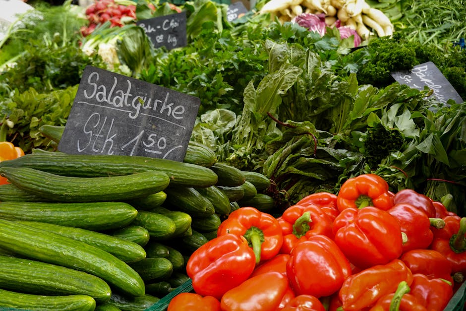 Verse producten en close‑up op de Elisabethplatz markt