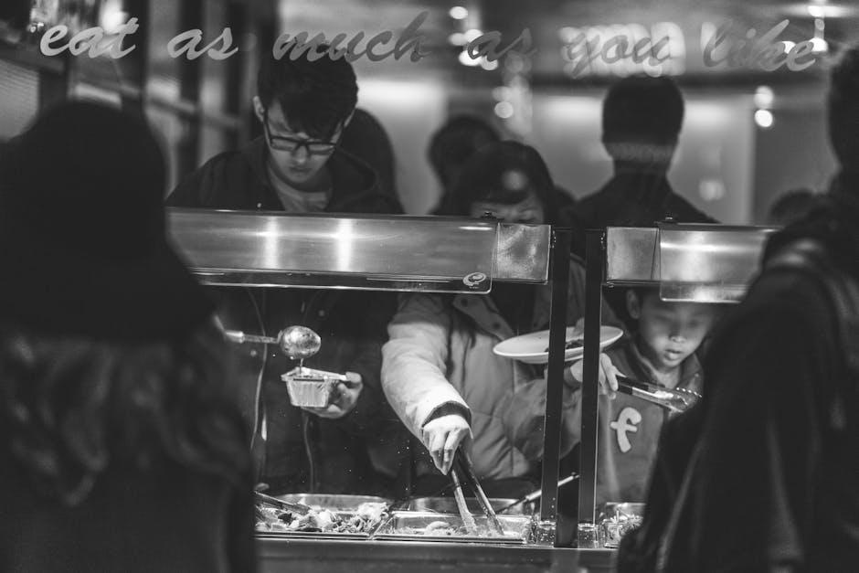 Busy Russian cafeteria in self-service stolovaya style on Nevsky Prospekt