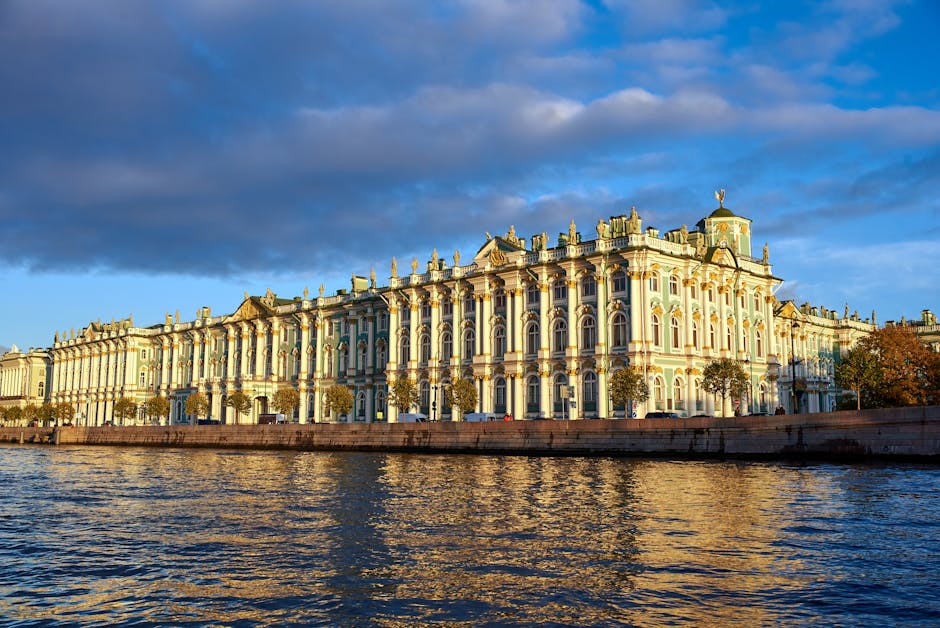 historic facade of Viking Hostel near the palace embankment
