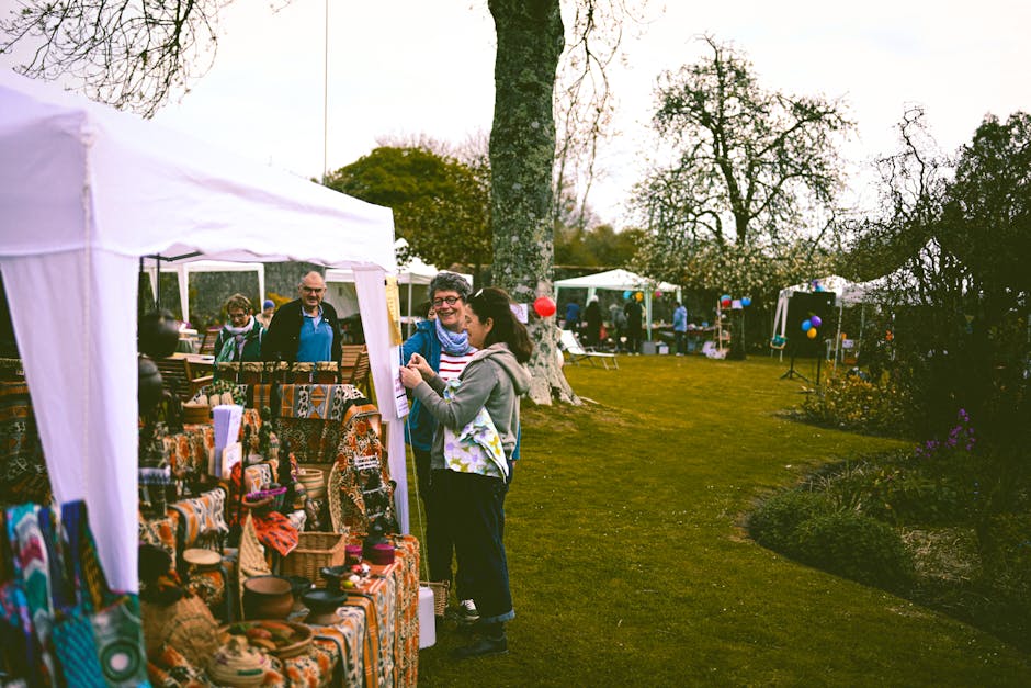 Local market stall displaying handmade ceramics and textiles at Inchicore craft market