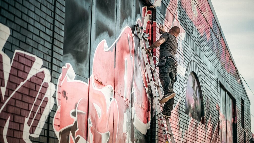 Street artist mural on a freedom wall in Dublin's Liberty quarter