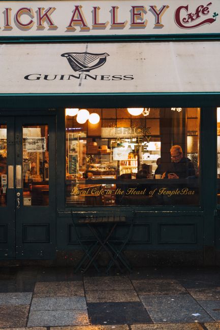 Morning street cafe on Cow's Lane, Dublin
