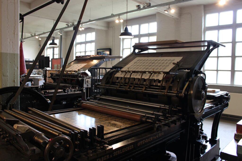 Historic printing press on display