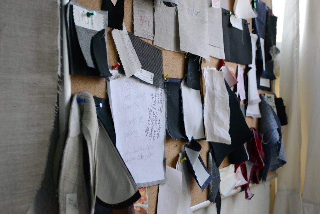 Historic textile samples on display