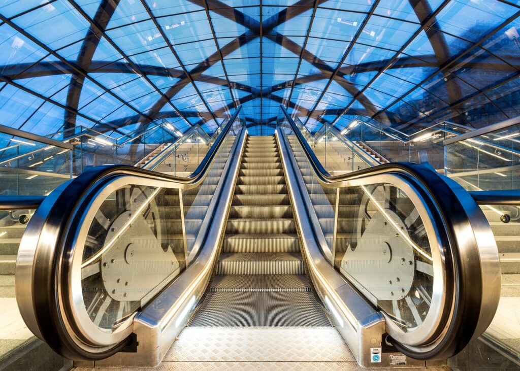 Long escalators at Croix-Rousse metro station