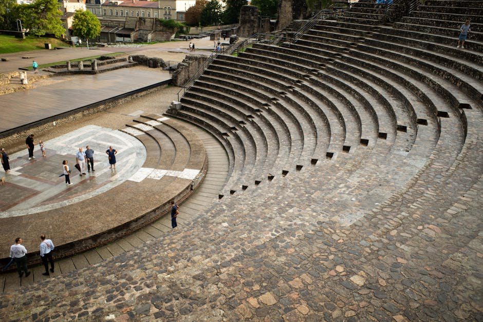 Roman ruins and displays at the Gallo-Roman Museum on Fourvière