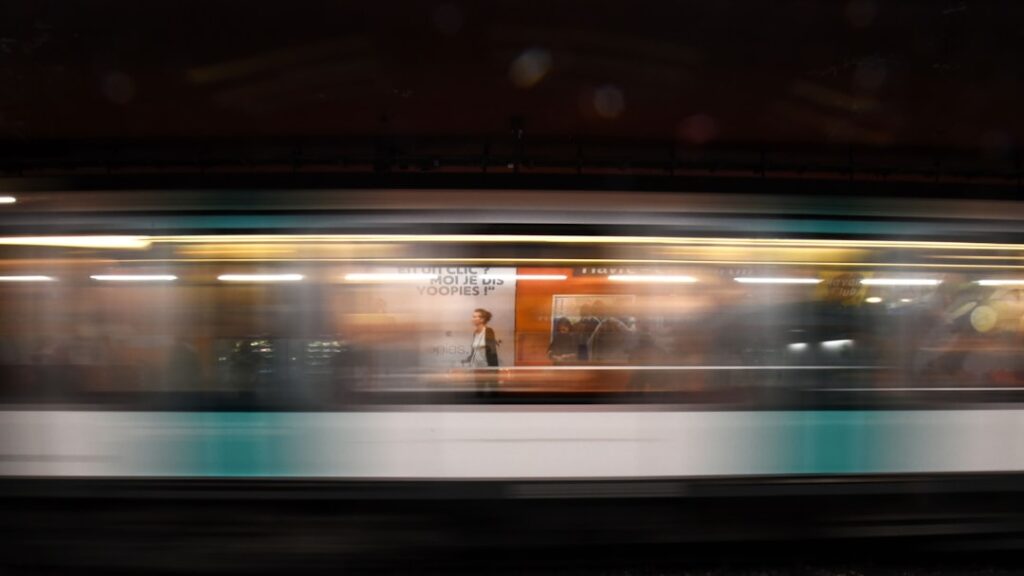 Subway train arriving in Lyon