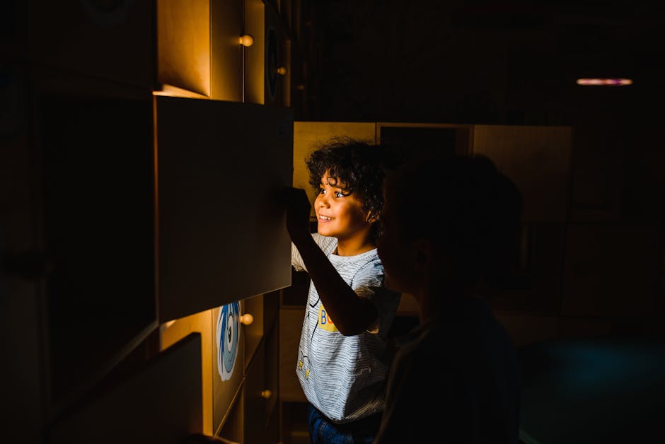 Interactive exhibit with children playing at the museum