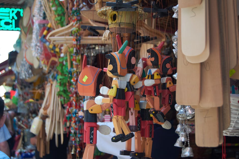 Small souvenir puppets in the museum shop