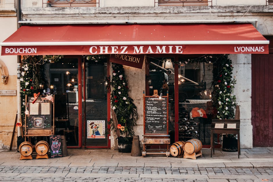 Interior of a traditional Lyon bouchon restaurant