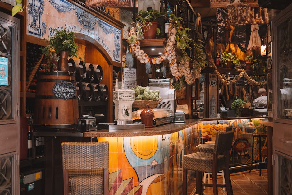 Historic wine bar with barrels and wooden counter